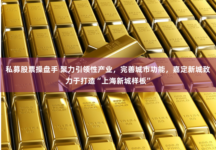 私募股票操盘手 聚力引领性产业，完善城市功能，嘉定新城致力于打造“上海新城样板”